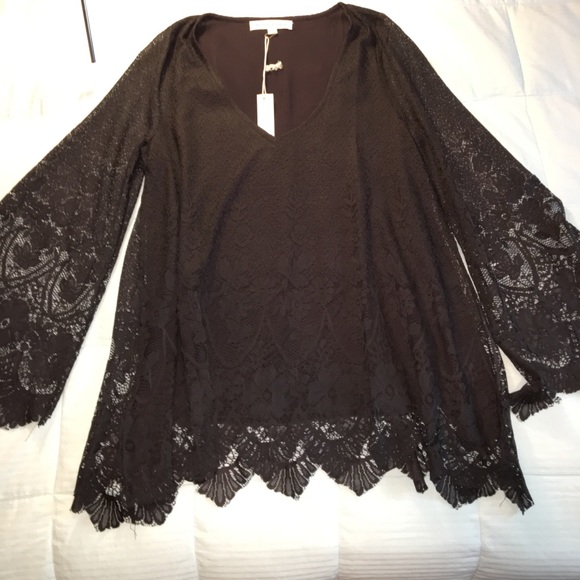 LAST CHANCE $5 SALE Dark Chocolate Lace Blouse - Picture 5 of 9